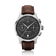 1934 Telechron, Steel / Black by AV86 presents a vintage-inspired chronograph with a black dial, dual subdials, date window, sapphire crystal, polished steel case, and a rich brown leather strap, embodying Nordic minimalism and horological excellence.