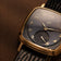1954 Amalfi Mechanical by AV86 luxury dress watch with polished gold case, mechanical small seconds, textured leather strap