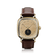 1954 Amalfi Mechanical by AV86, vintage-inspired mechanical watch with a brushed gold dial, black subdial, and brown leather strap