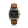 1954 Amalfi Mechanical by AV86, vintage-inspired dress watch with gold case, black dial, Arabic numerals, and brown leather strap