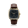1954 Amalfi Mechanical by AV86 features a vintage-inspired mechanical watch with gold case, black dial, and brown leather strap.
