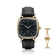 1954 Amalfi Mechanical by AV86 luxury dress watch with polished gold case, mechanical small seconds, sapphire crystal, and black leather strap