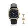 1954 Amalfi Mechanical, Gold / Midnight Blue by AV86 with polished gold case, sapphire crystal, mechanical small seconds, and black leather strap
