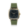 1954 Amalfi Mechanical by AV86, vintage-inspired automatic watch with sapphire crystal, gold case, black dial, and textured rubber strap
