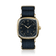 1954 Amalfi Mechanical by AV86, vintage-inspired automatic watch with sapphire crystal, gold case, navy textile strap, and classic dial design