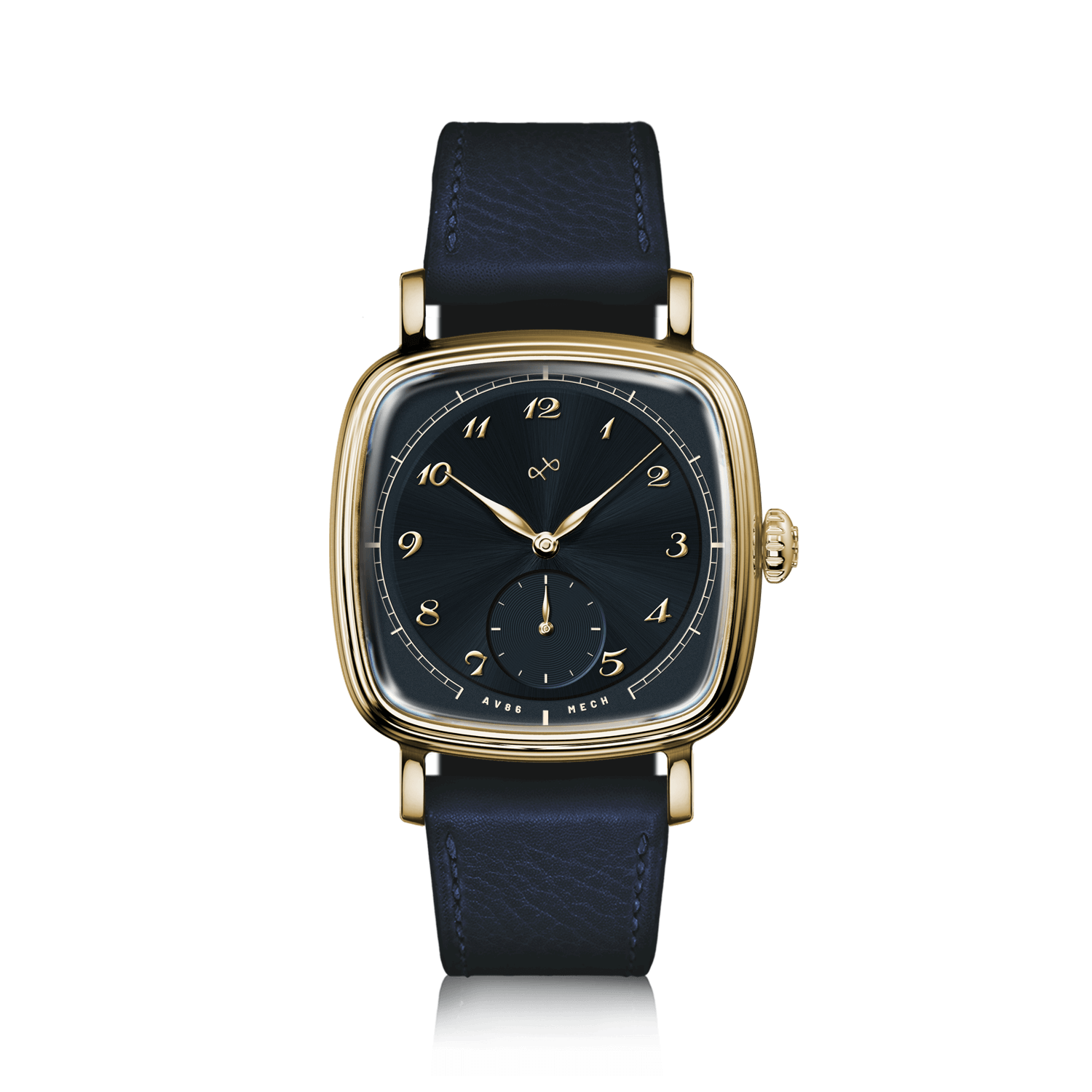 1954 Amalfi Mechanical by AV86, vintage-inspired automatic watch with sapphire crystal, elegant dial, and leather strap, Scandinavian design.