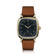 1954 Amalfi Mechanical by AV86 luxury vintage-inspired watch with gold case, black dial, and brown leather strap, sapphire crystal