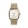 1954 Amalfi Mechanical by AV86 luxury dress watch with polished gold cushion case, off-white dial, small seconds, mesh bracelet