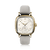 1954 Amalfi Mechanical by AV86 dress watch with polished gold cushion case, off-white dial, small seconds, sapphire crystal, leather strap