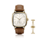 1954 Amalfi Mechanical by AV86 luxury dress watch with polished cushion case, vintage dial, small seconds, sapphire crystal, brown leather strap, deployant clasp