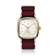 1954 Amalfi Mechanical, Gold / Off White by AV86 luxury dress watch with polished gold case, subdial seconds, burgundy woven strap