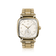 1954 Amalfi Mechanical, Gold / Off White by AV86 luxury dress watch with polished gold cushion case, mechanical movement, small seconds, metal bracelet