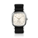 1954 Amalfi Mechanical, Steel / Off White watch by AV86 with a black fabric strap and vintage-inspired dial design