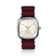 1954 Amalfi Mechanical, Steel / Off White vintage-inspired watch by AV86 with a square steel case and burgundy NATO strap