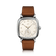 1954 Amalfi Mechanical, Steel / Off White by AV86, vintage-inspired watch with steel case and brown leather strap.