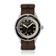 1956 Marine by AV86 vintage-inspired diver with domed sapphire crystal, black gilt dial, rotating bezel, and brown fabric strap