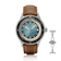 1956 Marine Automatic, Steel / Blue Fade with brown leather strap and stainless steel buckle by AV86, vintage-inspired luxury timepiece