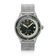 1956 Marine Automatic, Steel / Green wristwatch by AV86 with green bezel, silver mesh strap, and vintage-inspired design.