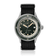 1956 Marine Automatic, Steel / Green by AV86 features a vintage-inspired green dial, stainless steel case, and black fabric strap.