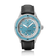 1956 Marine by AV86 vintage-inspired diver with sapphire crystal, rotating bezel, light blue dial, and black leather strap