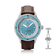 1956 Marine by AV86 luxury vintage-inspired diver with sapphire crystal, light blue bezel, and brown leather strap