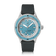 1956 Marine by AV86 vintage-inspired diver watch with sapphire crystal, rotating bezel, light blue dial, and black leather strap