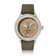 1956 Marine Automatic, Steel / Sand vintage-inspired watch by AV86 with beige dial, stainless steel case, and green fabric strap