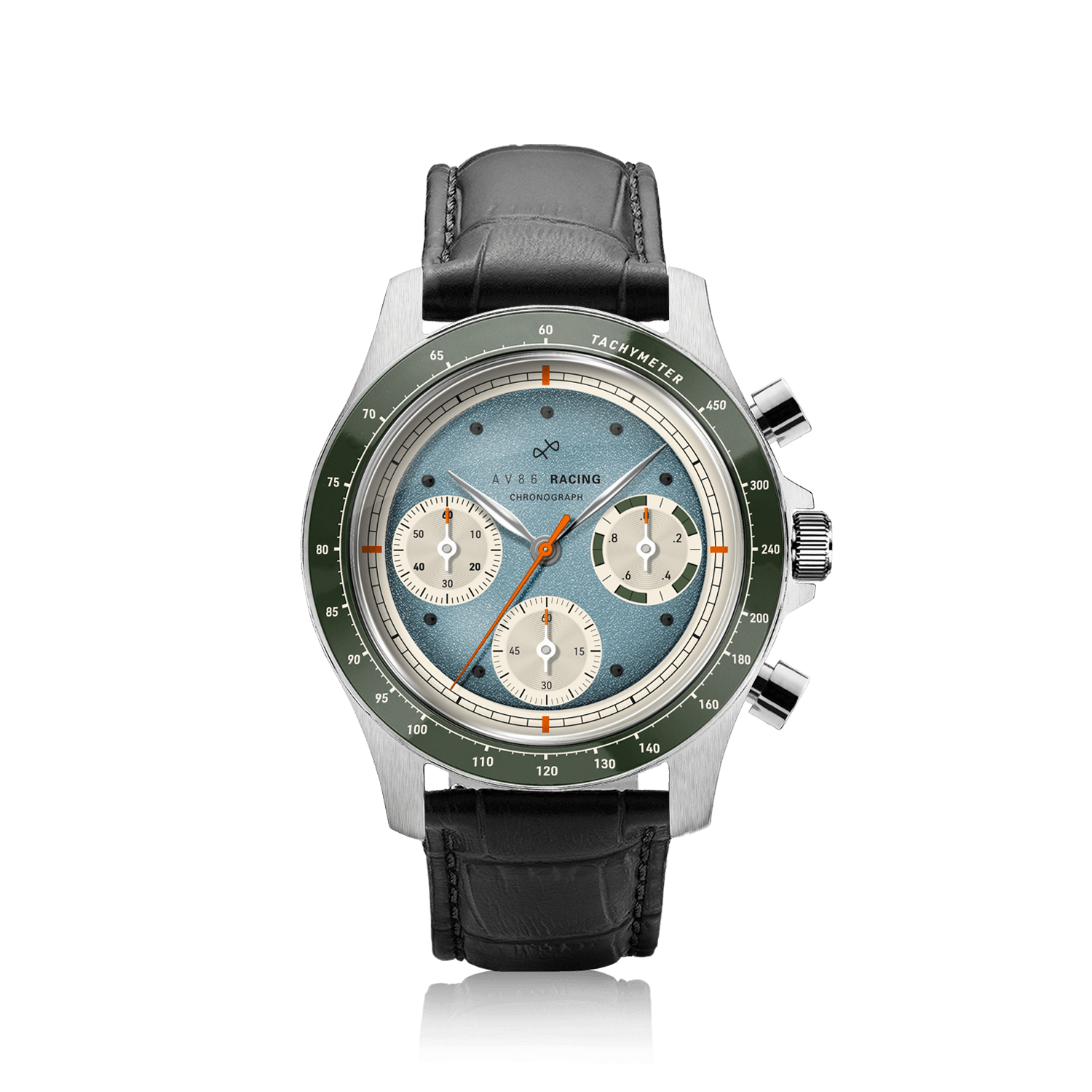 1960 Racing Chronograph, Steel / Sky Blue & Green