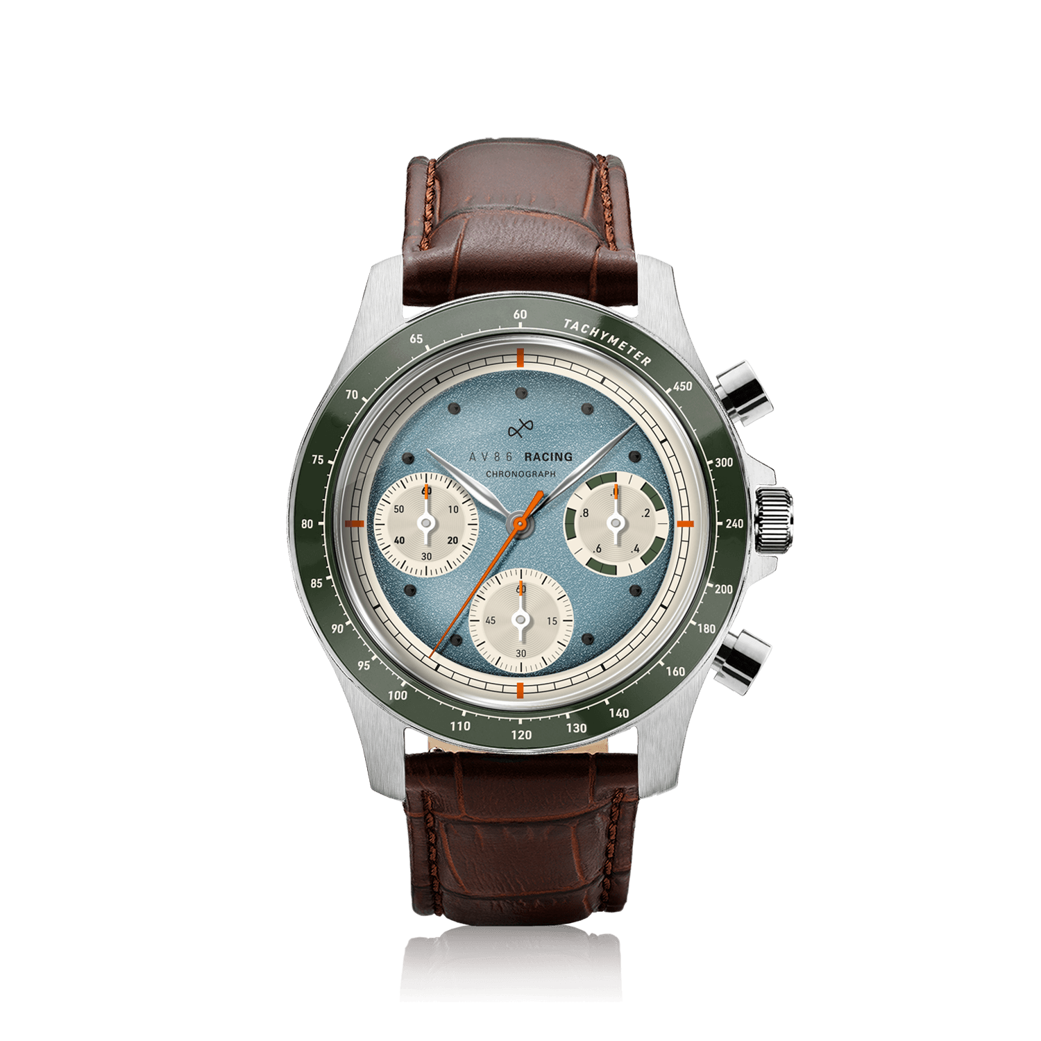 1960 Racing Chronograph, Steel / Sky Blue & Green