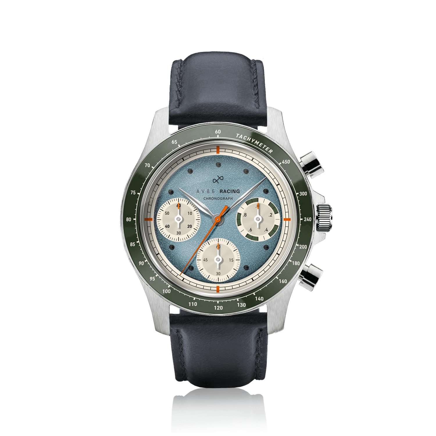 1960 Racing Chronograph, Steel / Sky Blue & Green