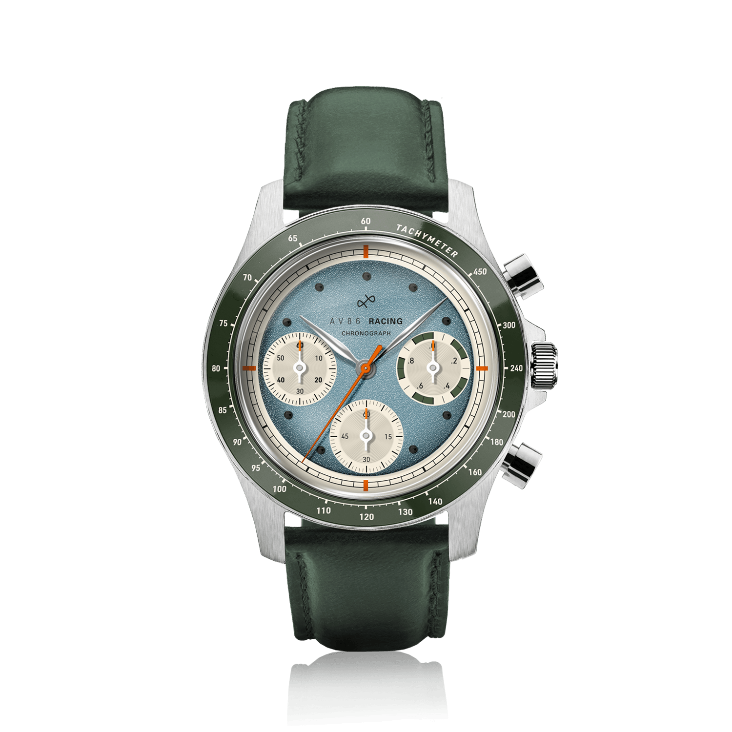 1960 Racing Chronograph, Steel / Sky Blue & Green