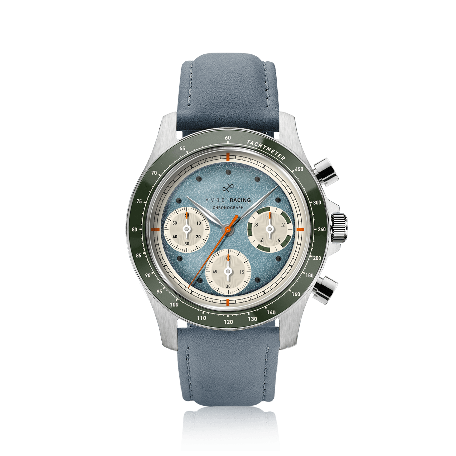 1960 Racing Chronograph, Steel / Sky Blue & Green