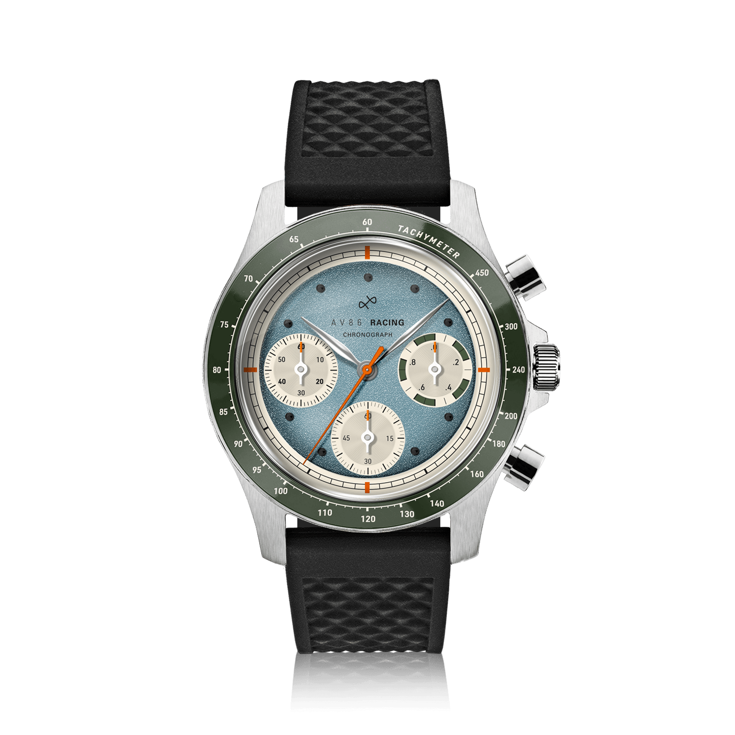 1960 Racing Chronograph, Steel / Sky Blue & Green