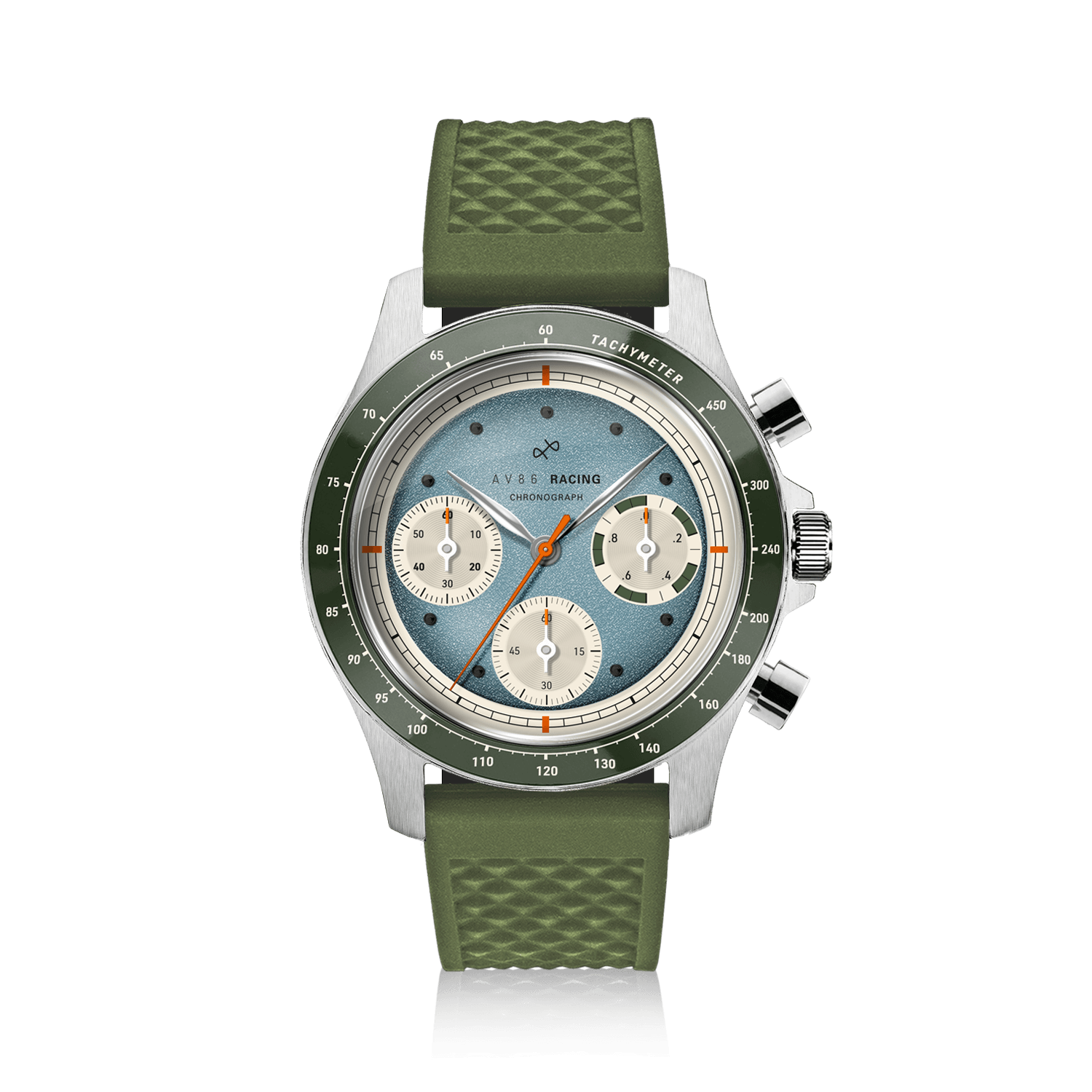 1960 Racing Chronograph, Steel / Sky Blue & Green