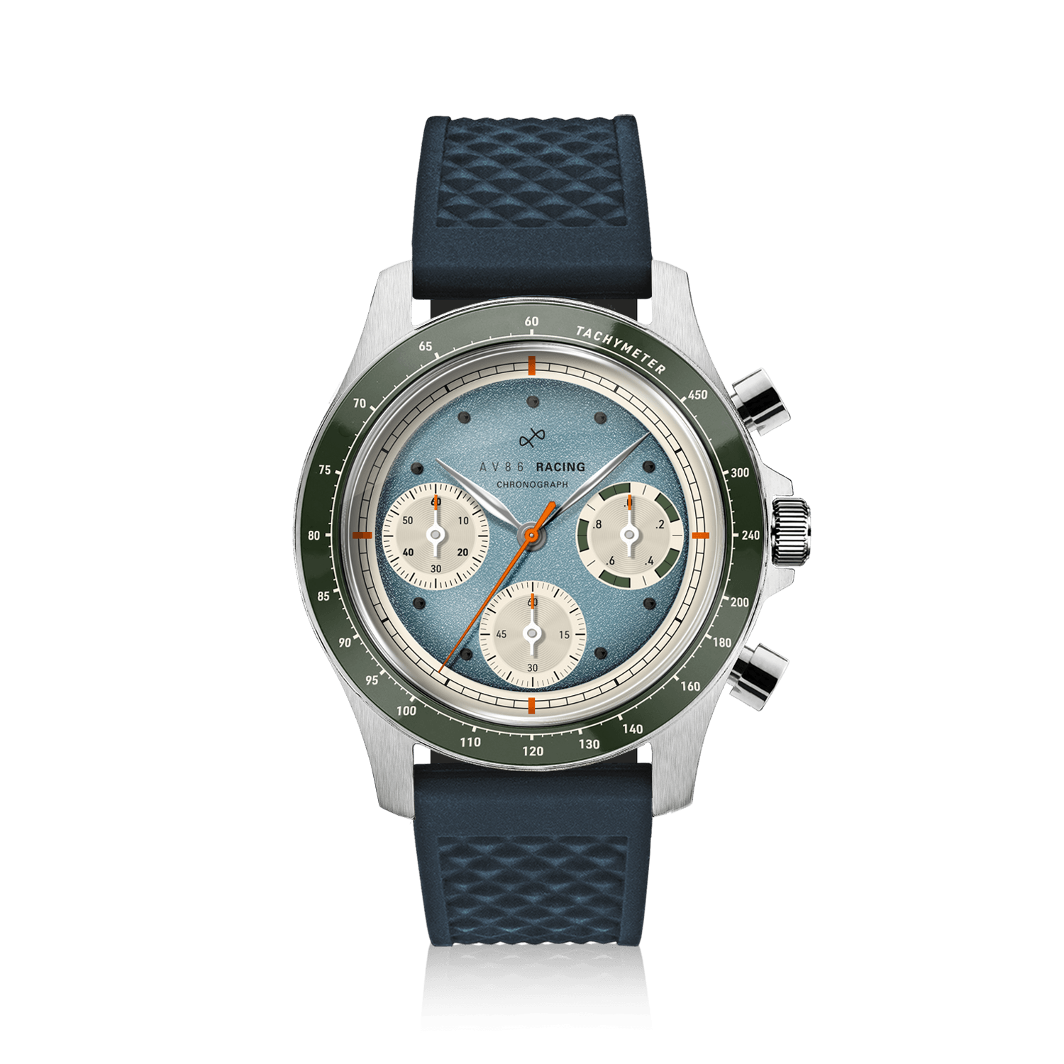 1960 Racing Chronograph, Steel / Sky Blue & Green