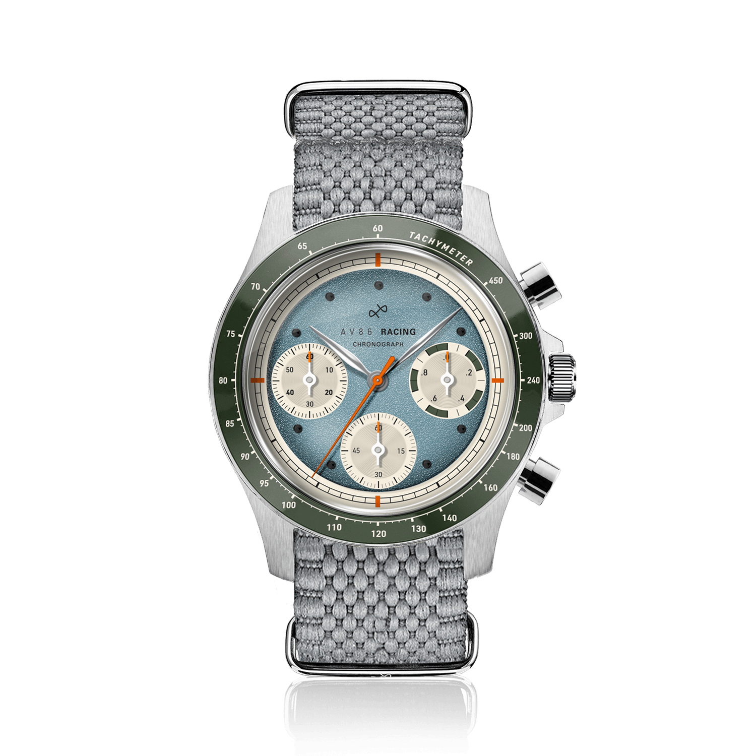 1960 Racing Chronograph, Steel / Sky Blue & Green