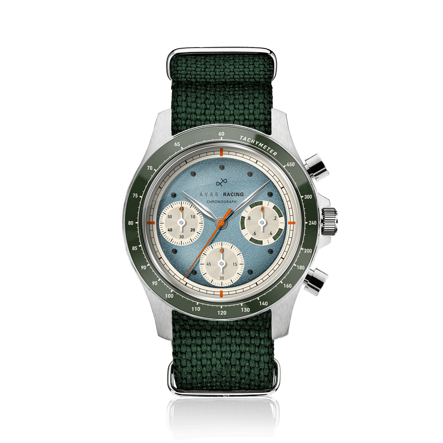 1960 Racing Chronograph, Steel / Sky Blue & Green