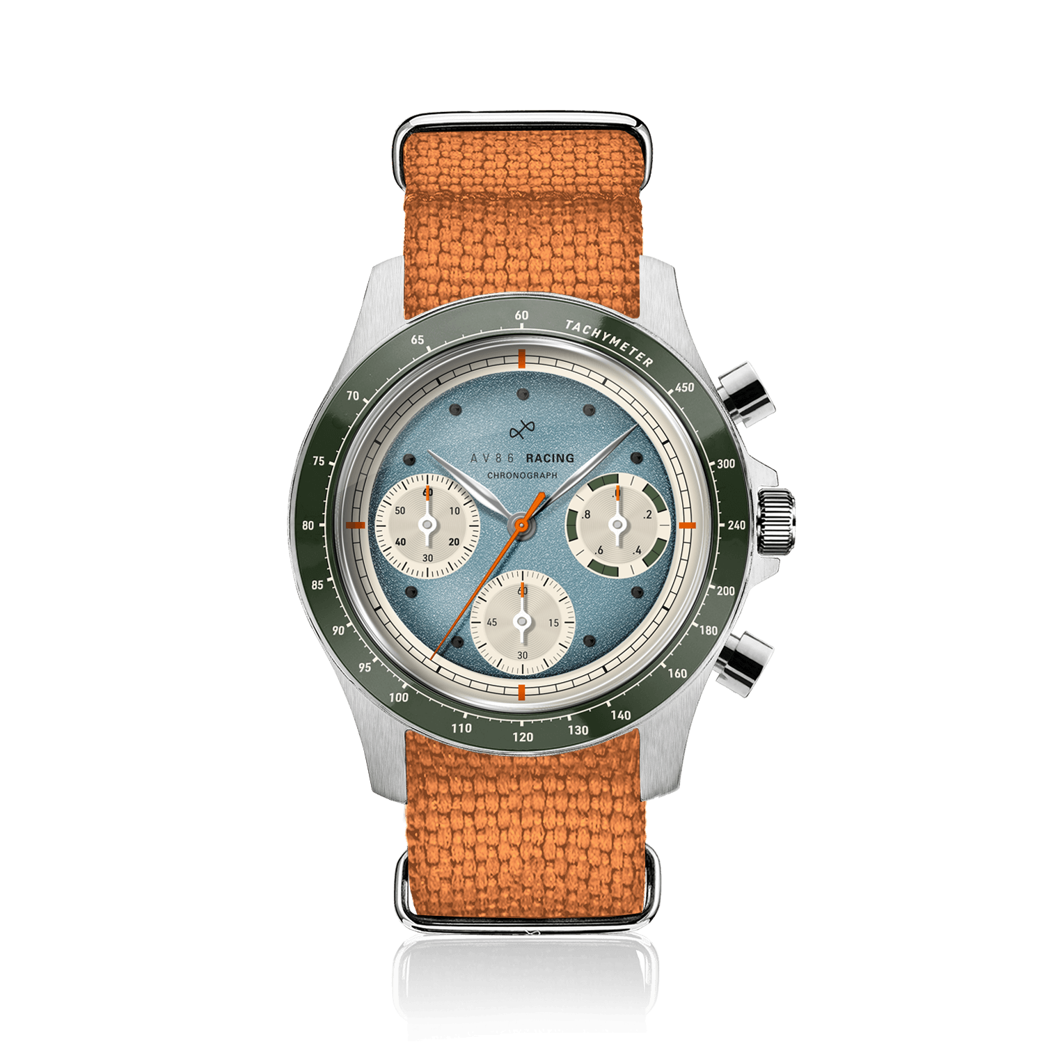 1960 Racing Chronograph, Steel / Sky Blue & Green