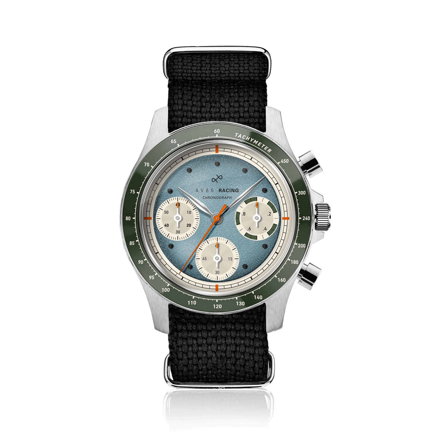 1960 Racing Chronograph, Steel / Sky Blue & Green