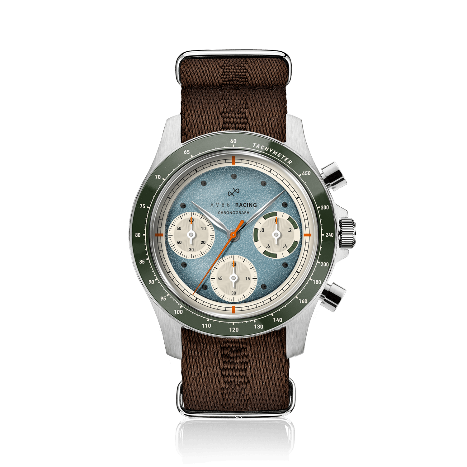 1960 Racing Chronograph, Steel / Sky Blue & Green
