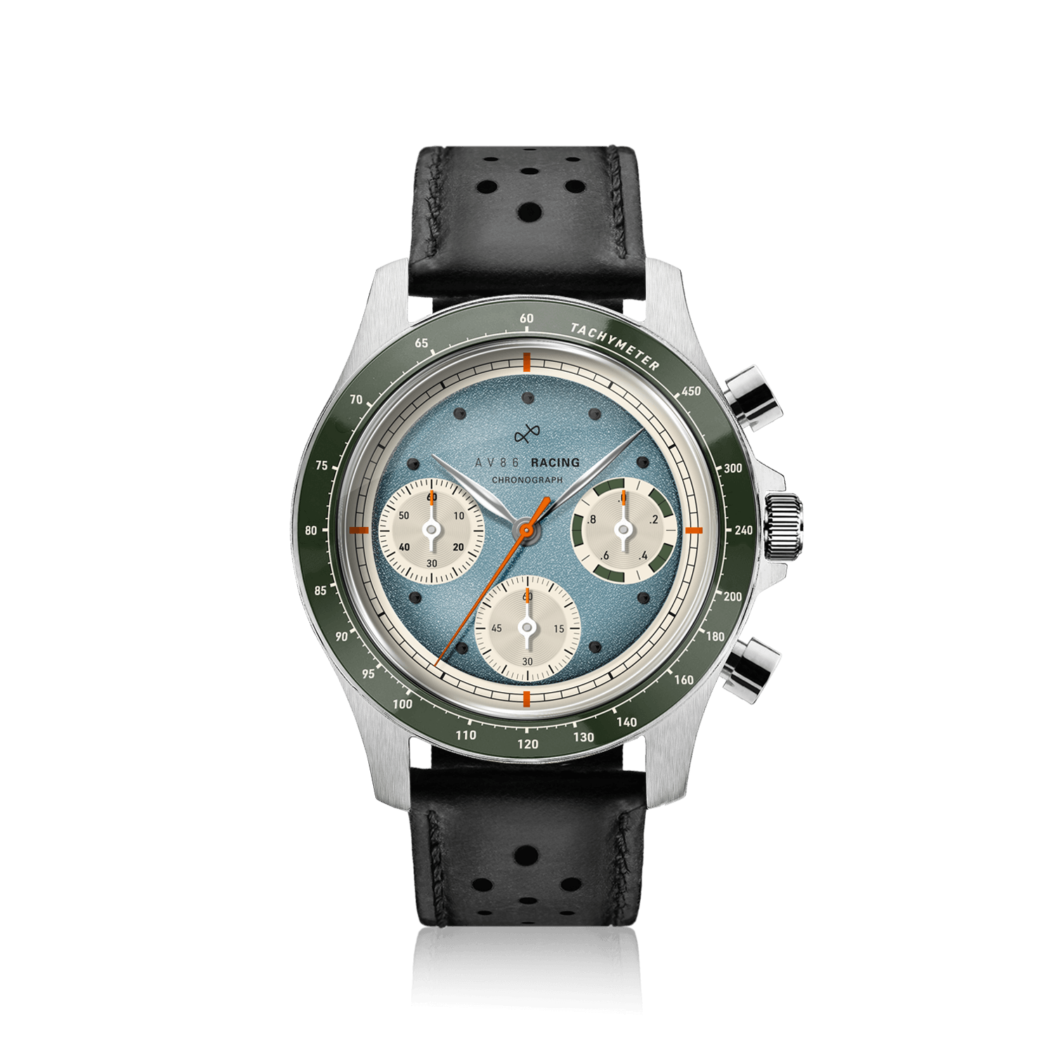 1960 Racing Chronograph, Steel / Sky Blue & Green