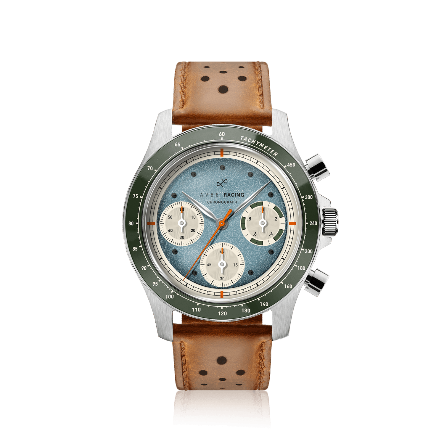 1960 Racing Chronograph, Steel / Sky Blue & Green