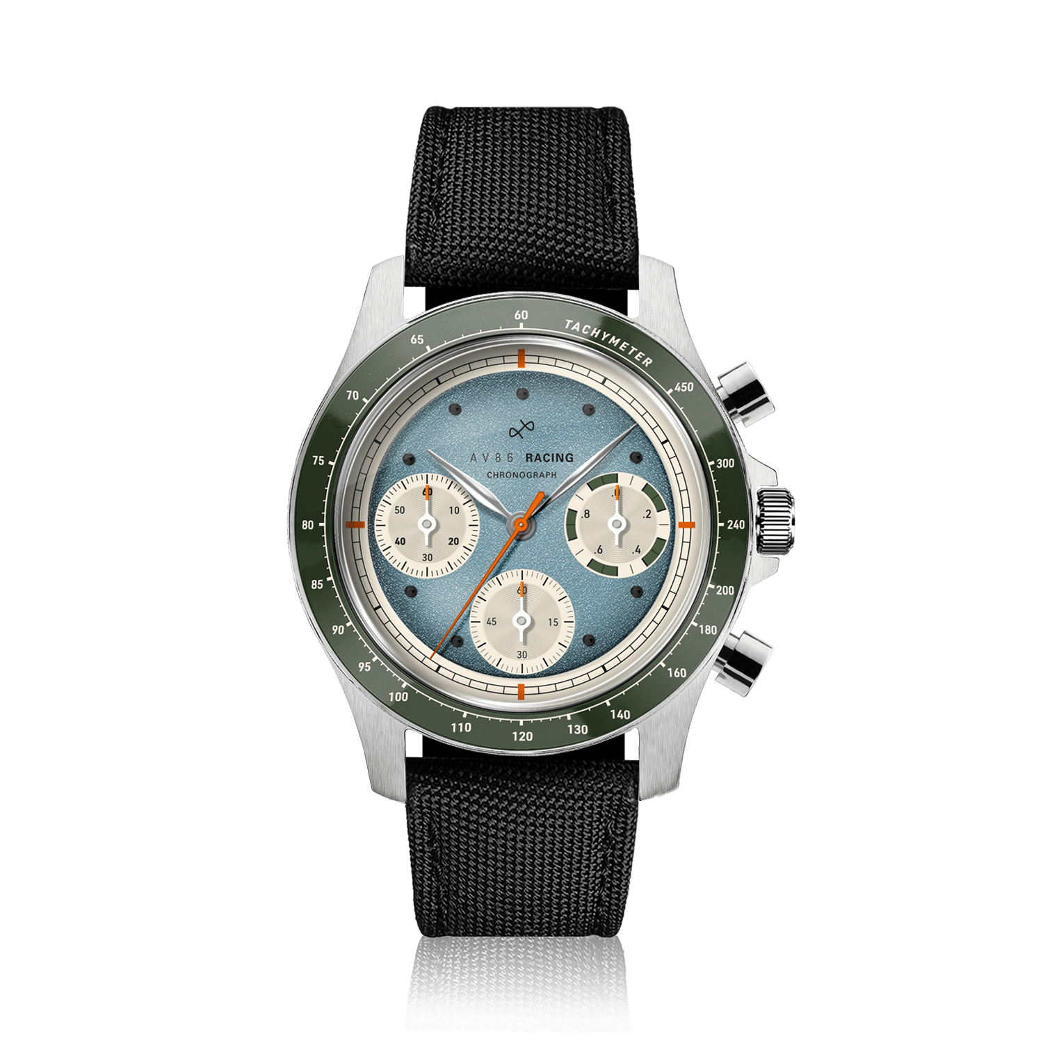 1960 Racing Chronograph, Steel / Sky Blue & Green