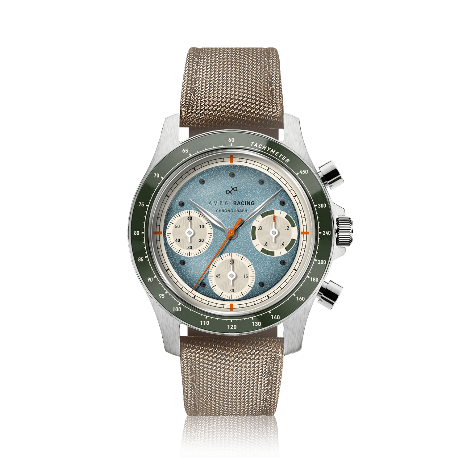 1960 Racing Chronograph, Steel / Sky Blue & Green