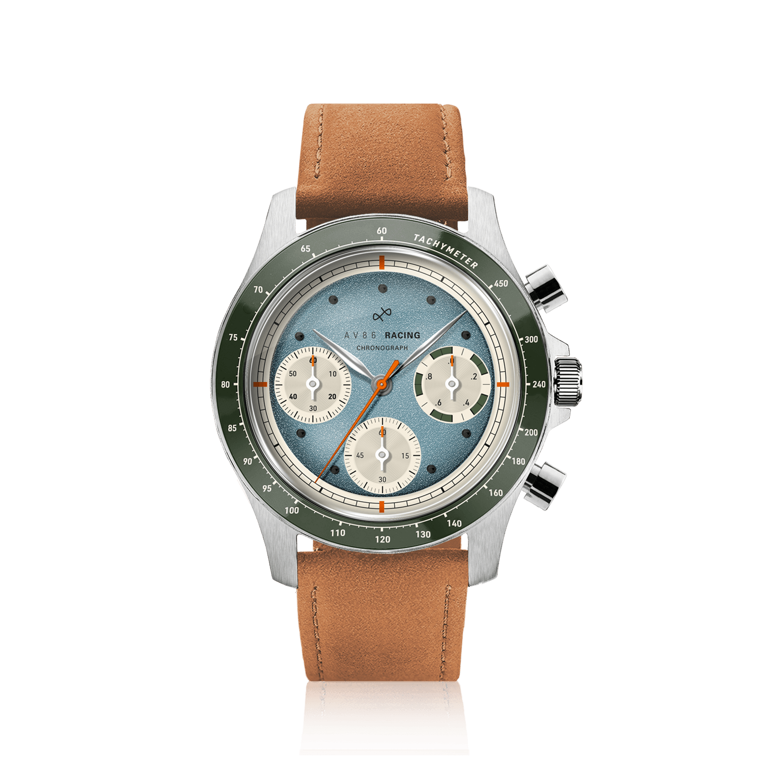 1960 Racing Chronograph, Steel / Sky Blue & Green