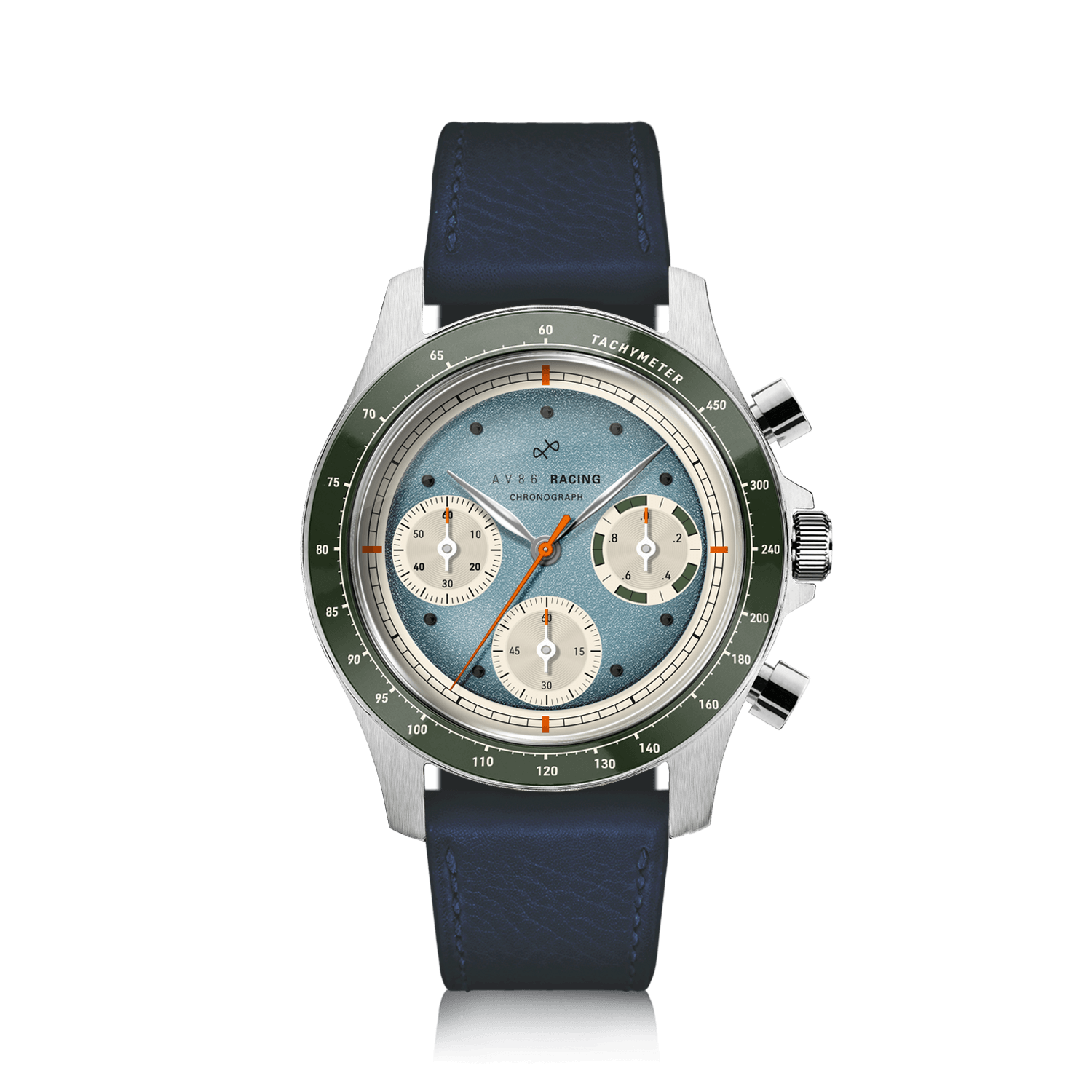 1960 Racing Chronograph, Steel / Sky Blue & Green