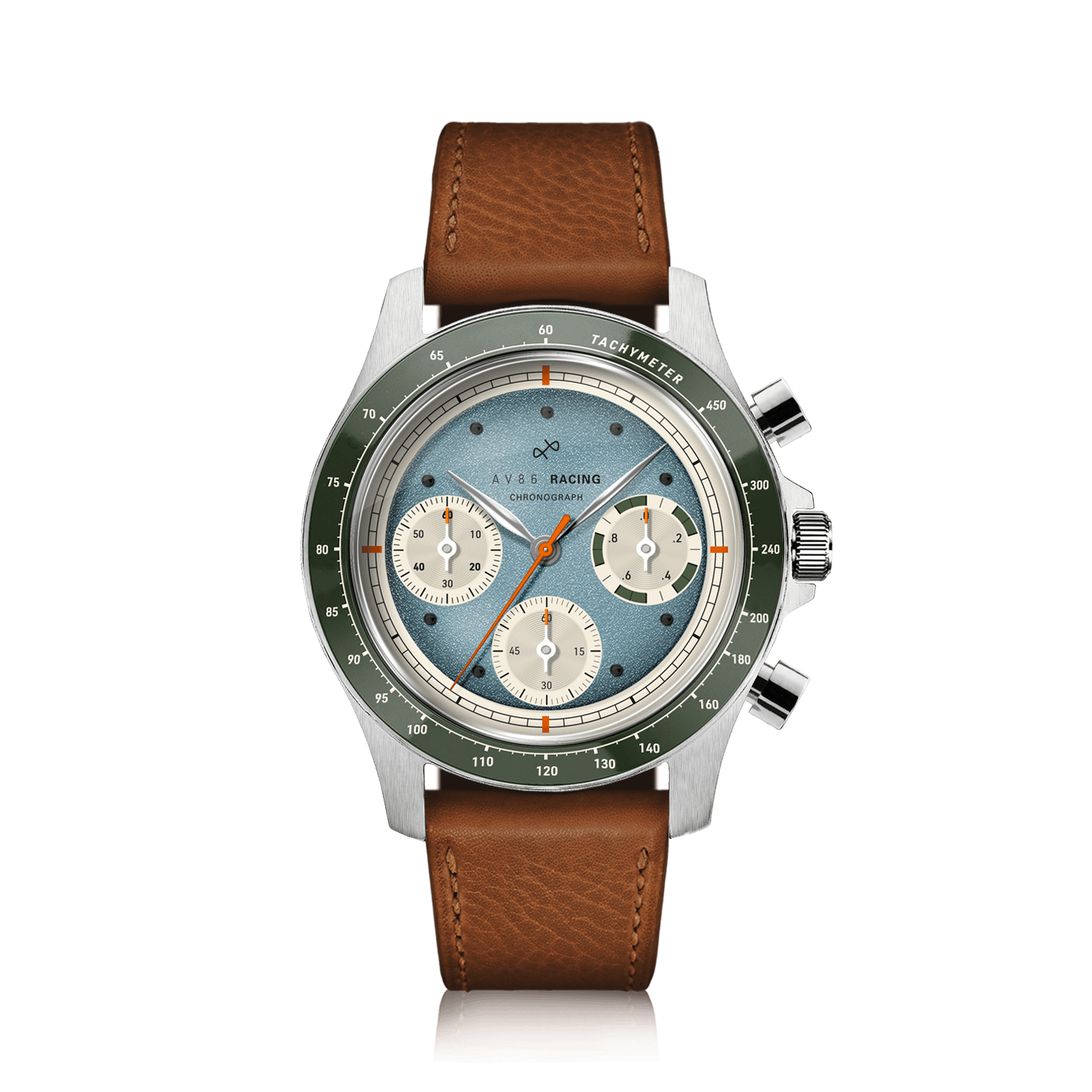 1960 Racing Chronograph, Steel / Sky Blue & Green