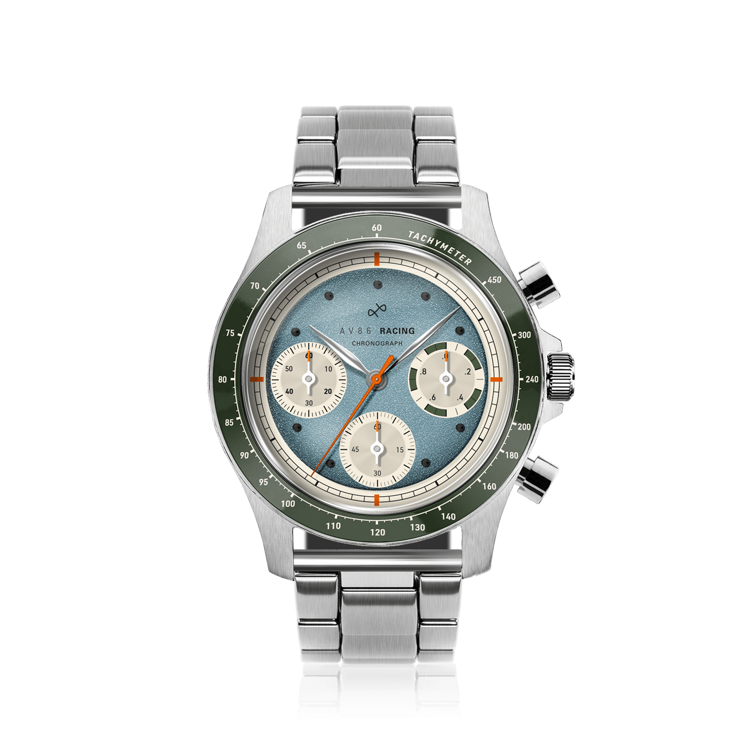 1960 Racing Chronograph, Steel / Sky Blue & Green