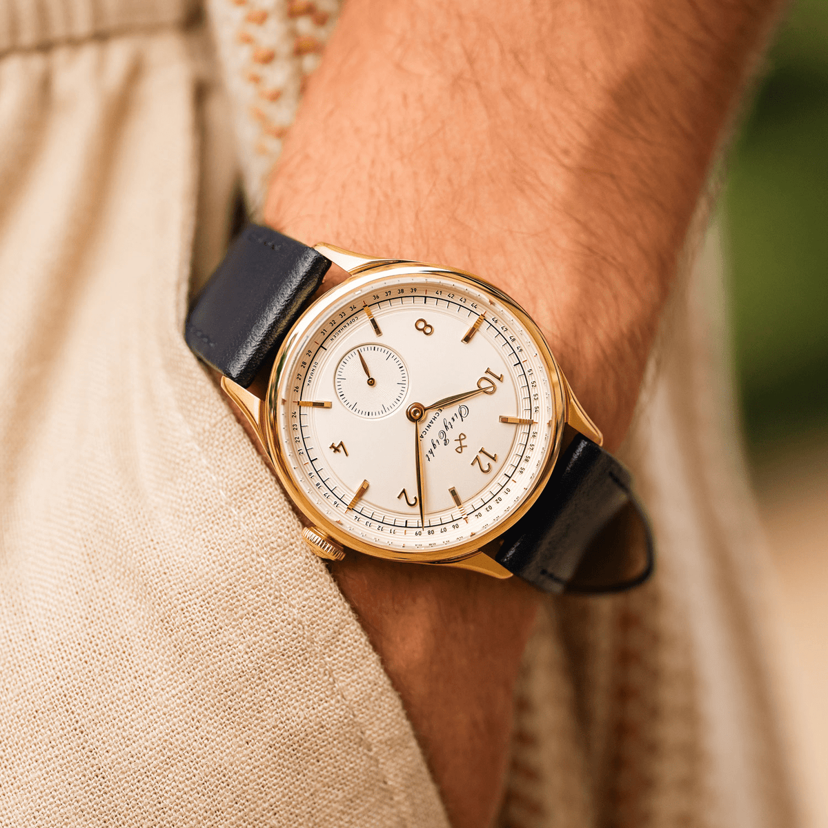 1968 Mechanical by AV86 vintage-inspired automatic dress watch with sapphire crystal and black leather strap
