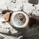 1968 Moonphase by AV86 luxury moonphase watch with sapphire crystal, textured dial, and brown leather strap in Scandinavian style